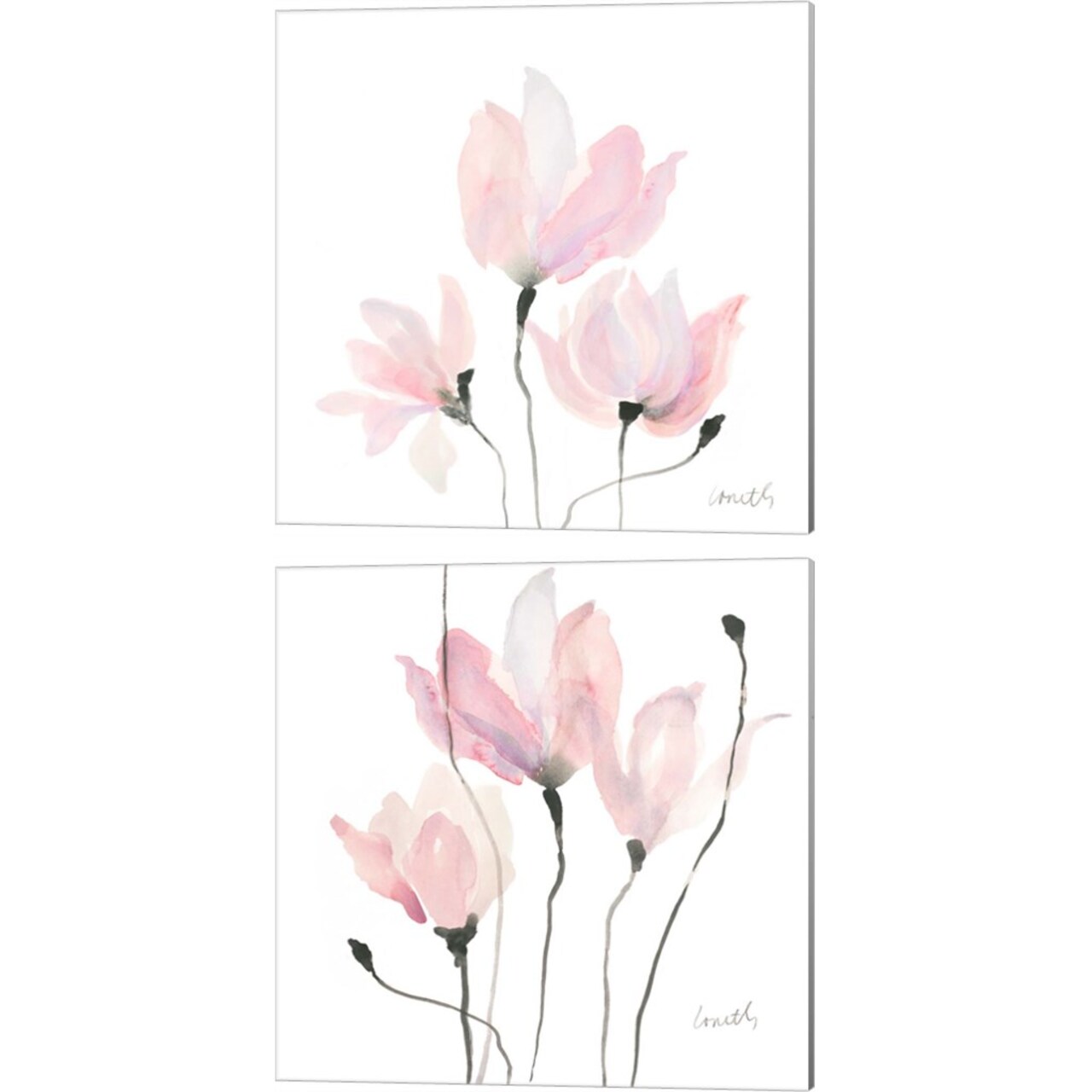 Pastel Floral Sway by Lanie Loreth 14" x 14" Framed Wall Art (Set of 2)